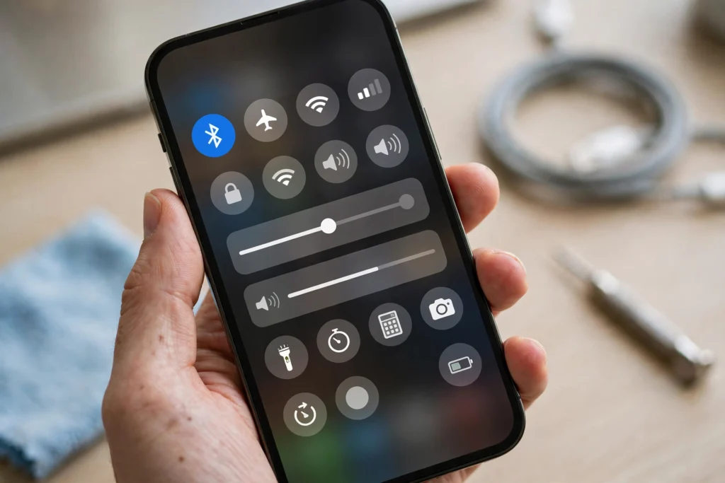 Toggling Bluetooth on iPhone via Settings and Control Center