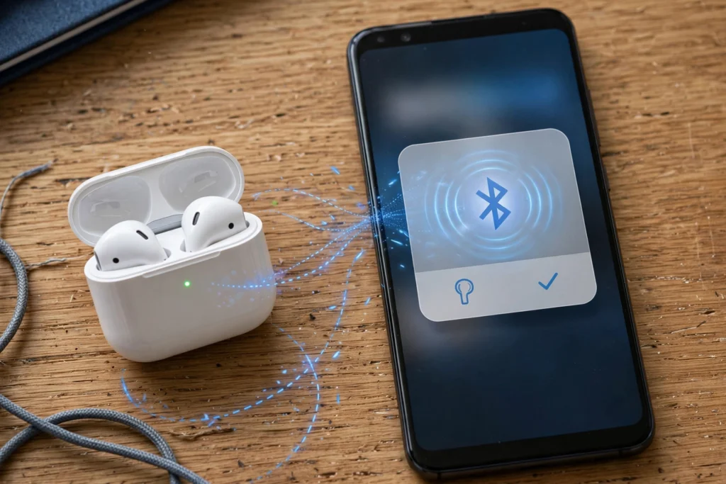 Wireless earbuds pairing with an Android phone