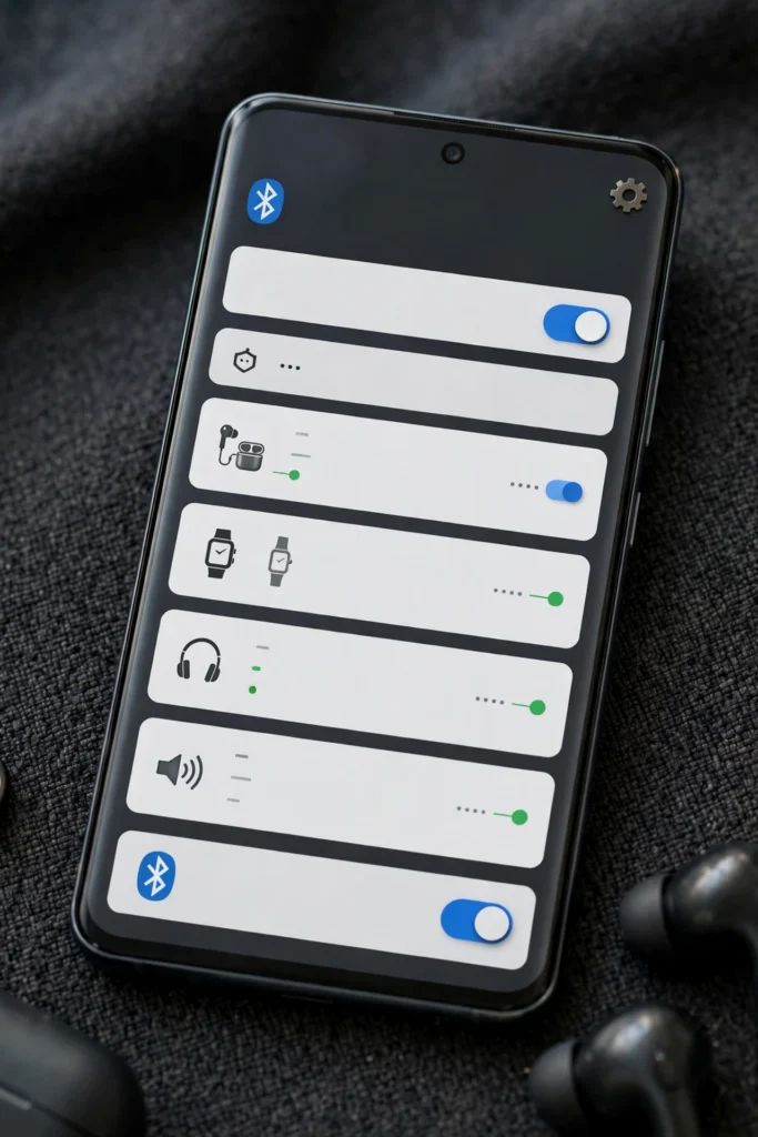 Android smartphone showing Bluetooth settings menu