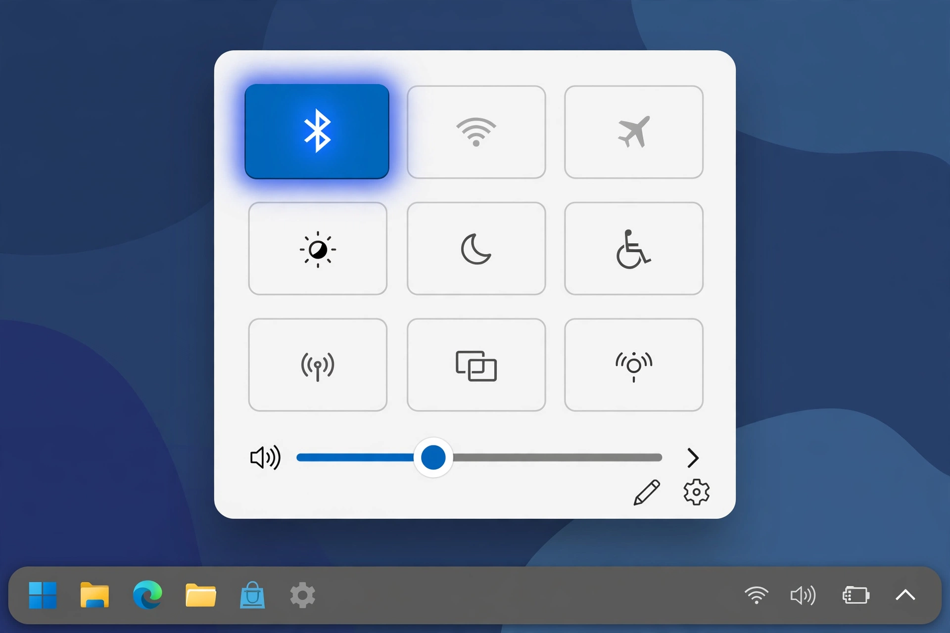 Turn on Bluetooth in the Windows 11 Quick Settings panel