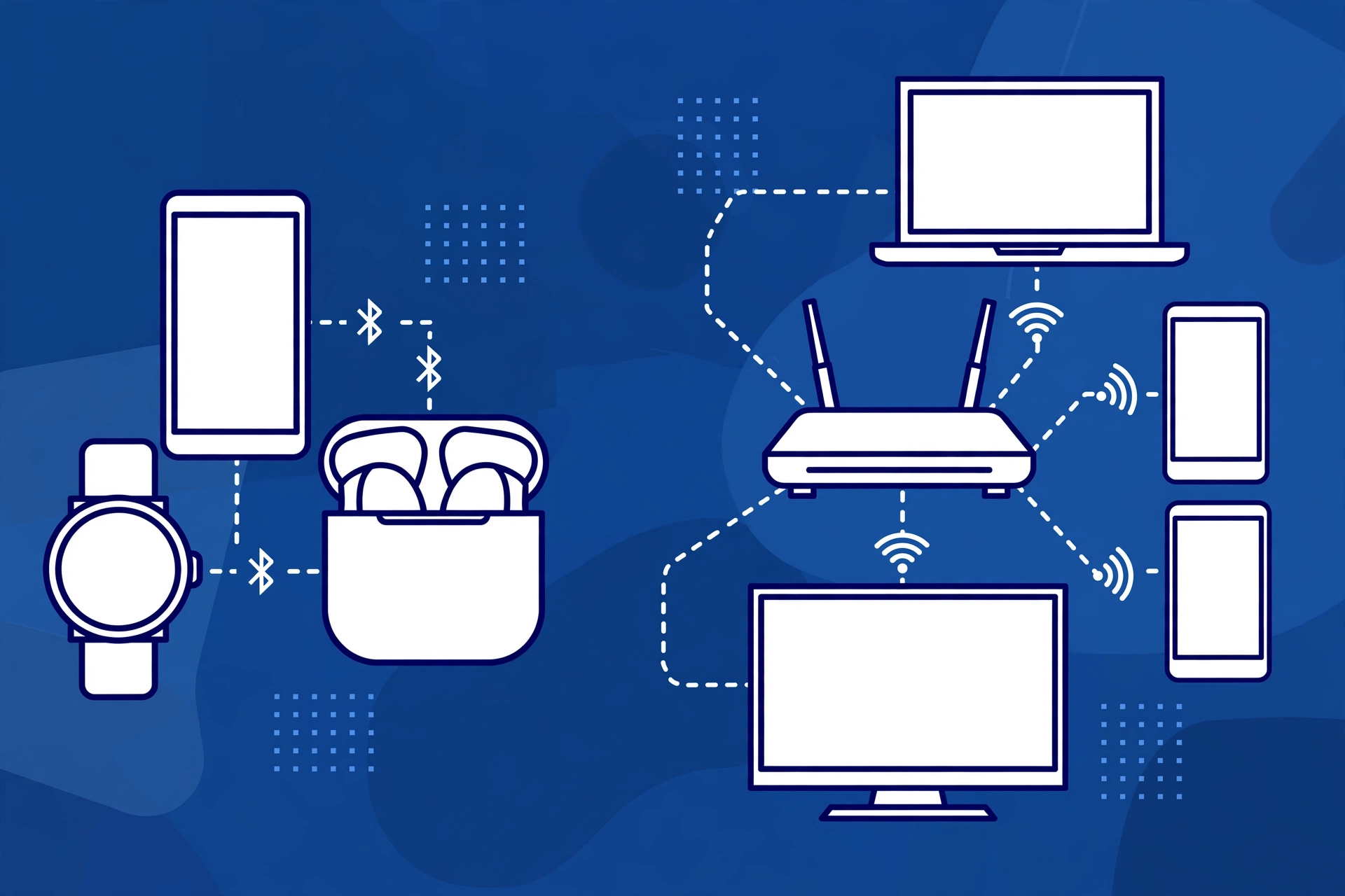 Bluetooth Personal Area Network vs WiFi Local Area Network diagram