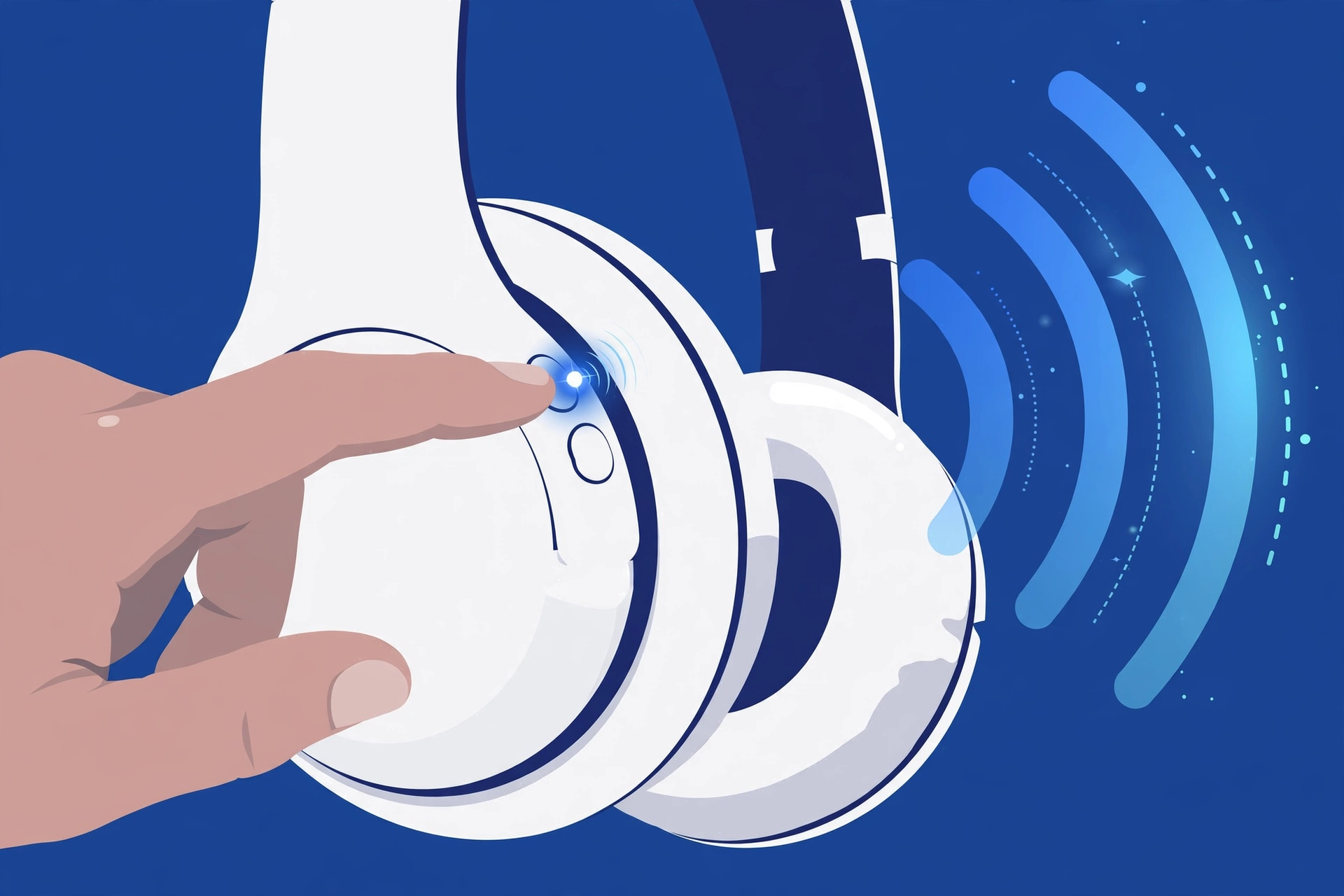 Pressing and holding the Bluetooth pairing button on headphones