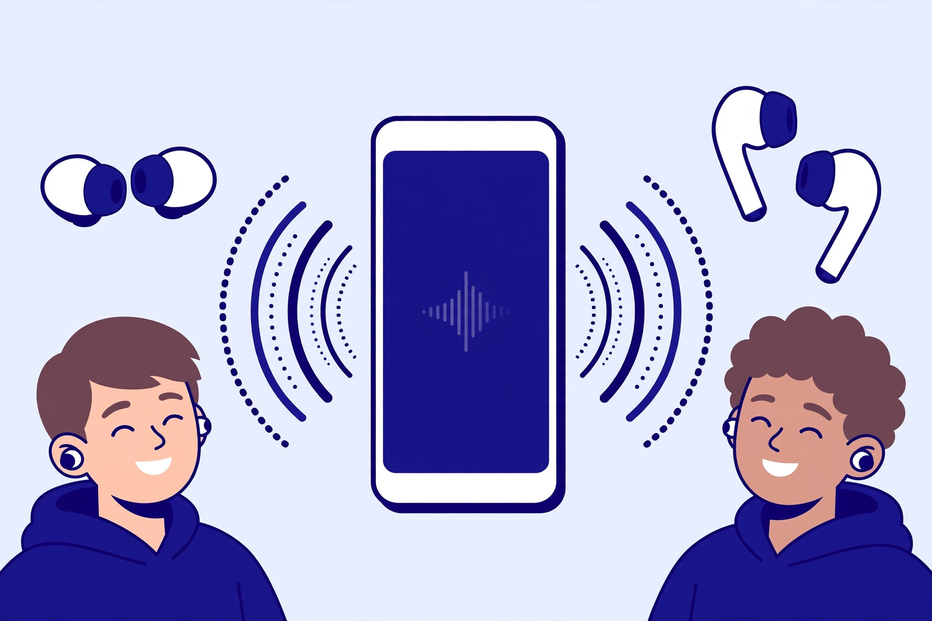 Sharing audio from one phone to two pairs of earbuds